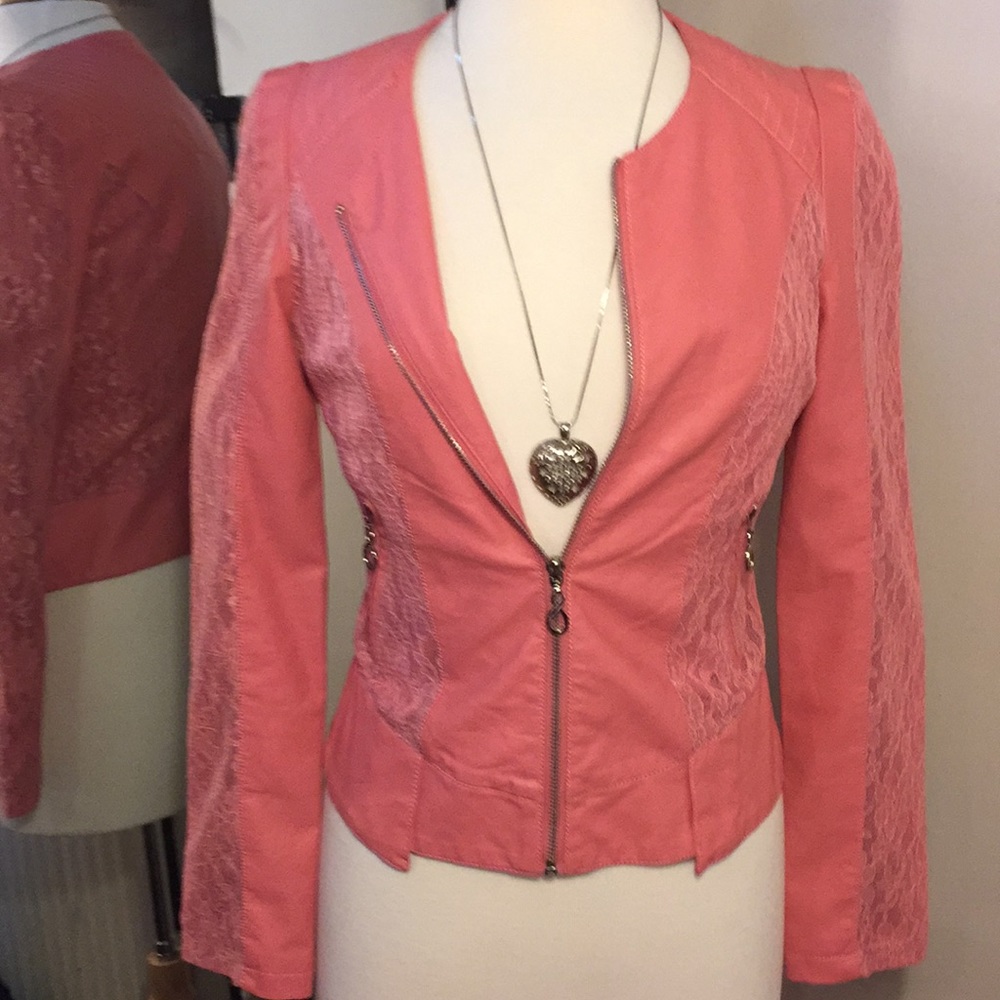Pink faux leather and Lace 💕